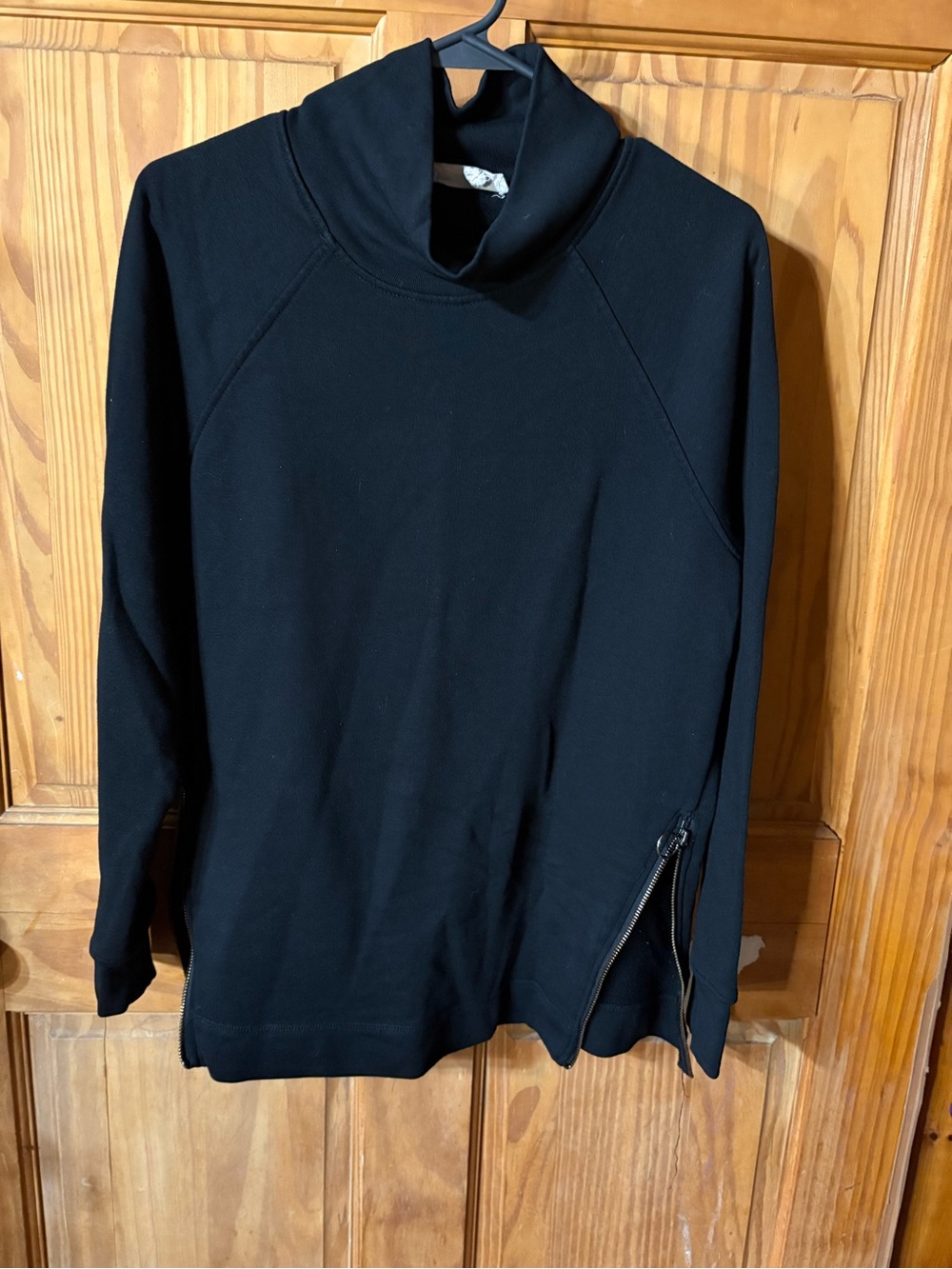 Workshop Republic Clothing Black Cowl Neck Sweater with Side Zip